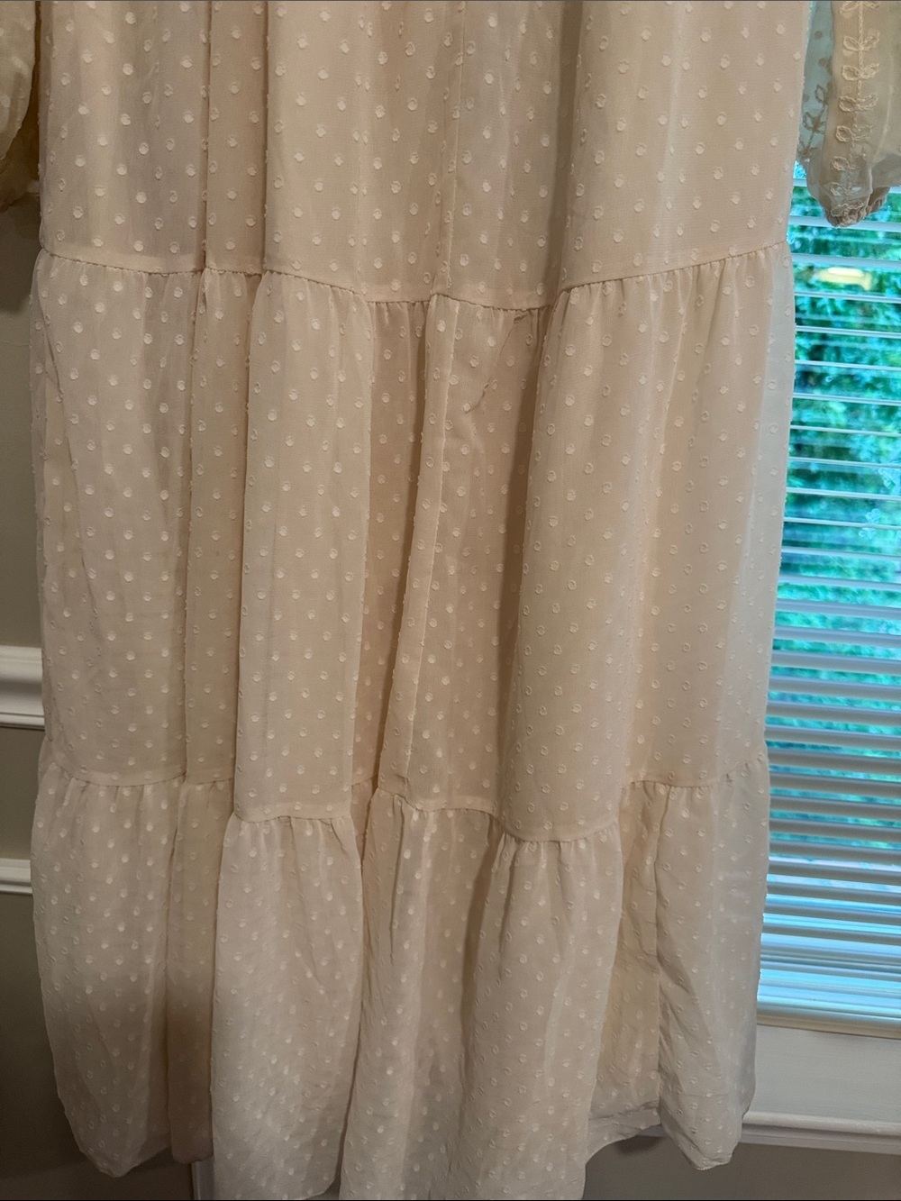 SHEIN Curve 4XL Cream Swiss Dot Embroidered Maxi Dress Boho Cottagecore - Picture 9 of 10